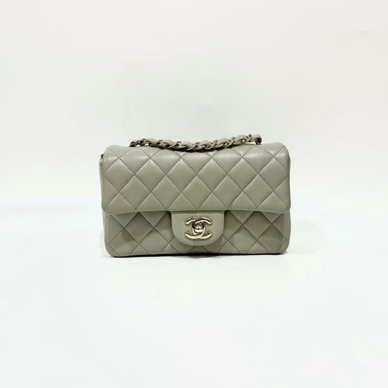 CHANEL灰色羊皮金釦CF20 A69900-0