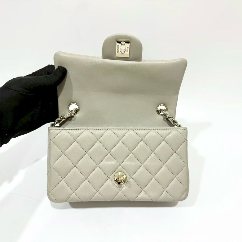 CHANEL灰色羊皮金釦CF20 A69900-7