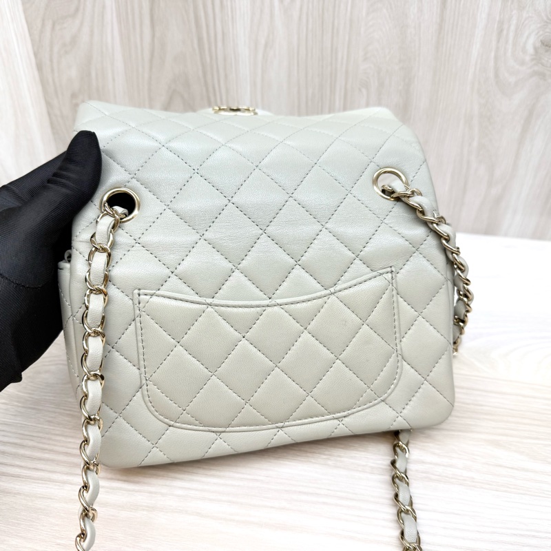 CHANEL灰色羊皮金釦CF20 A69900-15