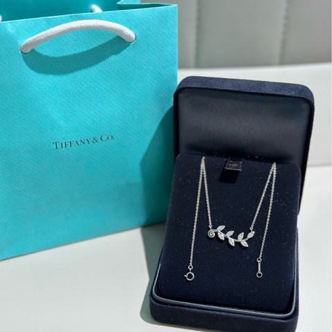 Tiffany蒂芙尼 picasso系列 橄榄枝叶镶钻项链
