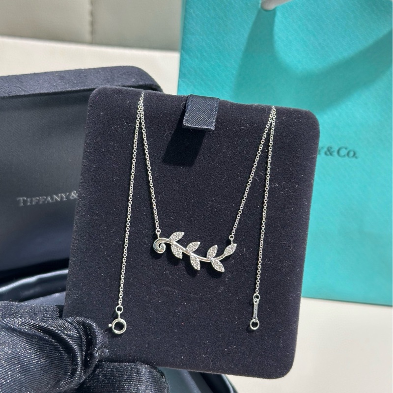 Tiffany蒂芙尼 picasso系列 橄榄枝叶镶钻项链-4