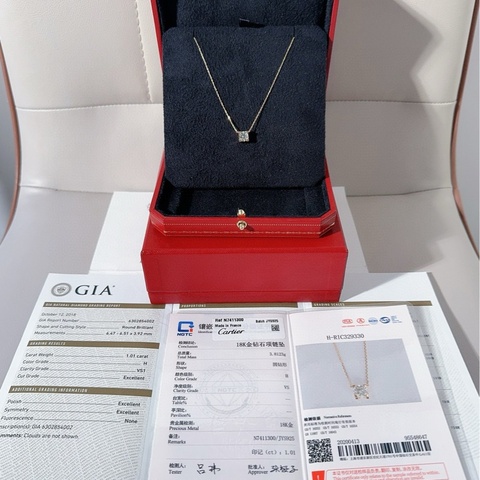 Cartier卡地亚 C DE CARTIER 玫瑰金单钻牛头石项链
