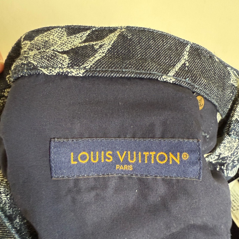 LV 花卉刺繡滿印 牛仔短褲-2