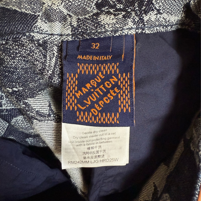 LV 花卉刺繡滿印 牛仔短褲-3