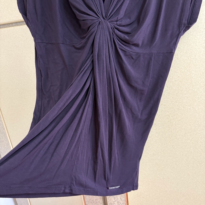 Michael Kors 正品深紫色柔軟棉質紐結設計款上衣 S-M適穿-3