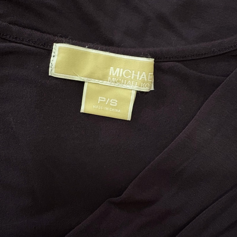Michael Kors 正品深紫色柔軟棉質紐結設計款上衣 S-M適穿-4