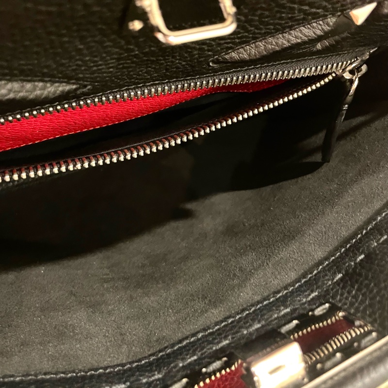 FENDI Peekaboo 黑色外縫線荔枝皮革公事包 手拿/肩背兩用包 Monster 怪獸-16