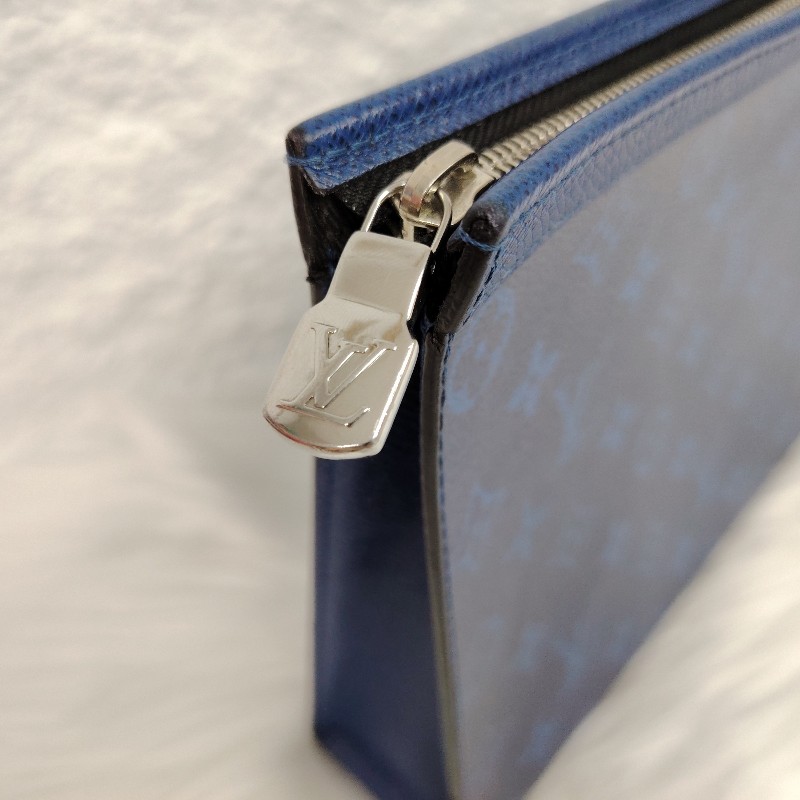 LV POCHETTE VOYAGE 深藍色 老花 塗層帆布拼牛皮 中號 洗漱包-2