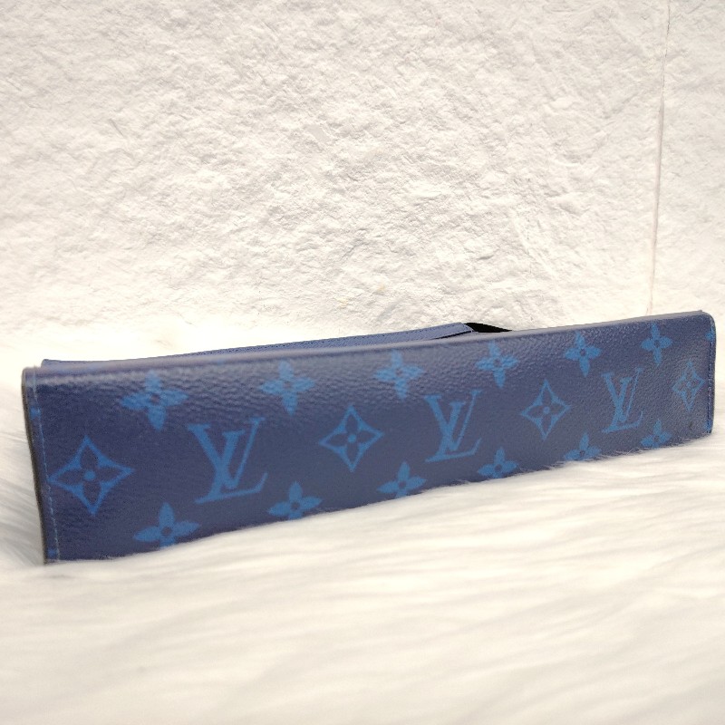 LV POCHETTE VOYAGE 深藍色 老花 塗層帆布拼牛皮 中號 洗漱包-5