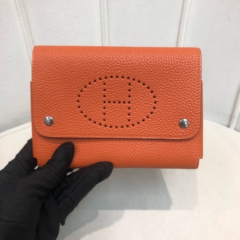 Hermes 愛馬仕 橙色卡包 O194NY