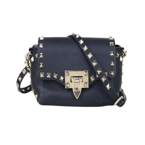 「JL精品代購」9新 VALENTINO 黑卯釘單肩包