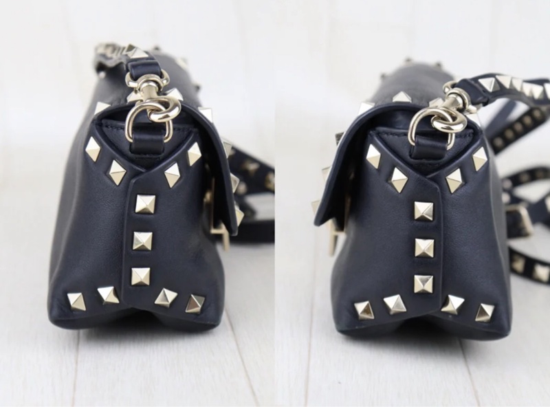 「JL精品代購」9新 VALENTINO 黑卯釘單肩包-3