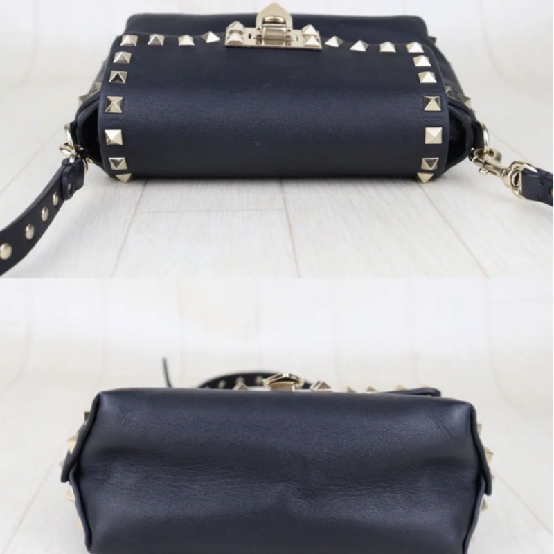 「JL精品代購」9新 VALENTINO 黑卯釘單肩包-4