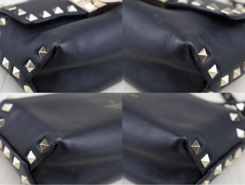 「JL精品代購」9新 VALENTINO 黑卯釘單肩包-5