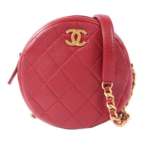 CHANEL 牛皮皮革Chain Shoulder金扣鏈帶肩背袋