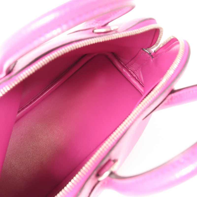 HERMES Chevre皮革Mini Bolide銀扣手挽肩背兩用袋Rose Pourpre-4
