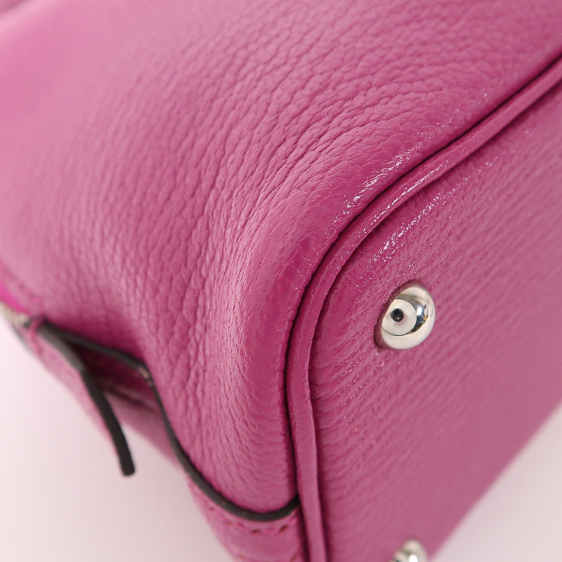 HERMES Chevre皮革Mini Bolide銀扣手挽肩背兩用袋Rose Pourpre-13