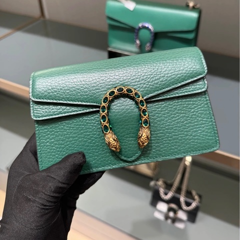 GUCCI古馳 Dionysus 虎頭扣鏈條 超迷你 女款 祖母綠色