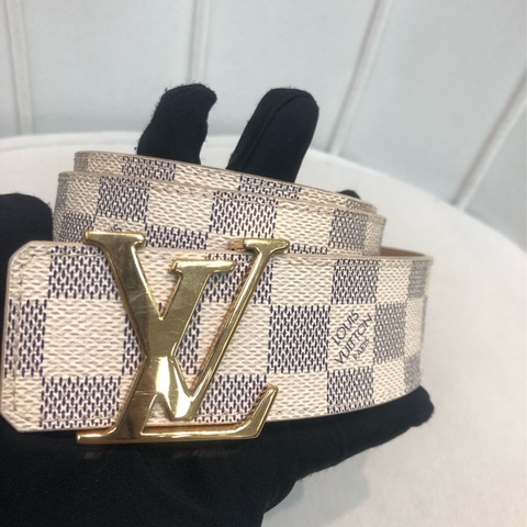 LV 白色棋盤格皮帶 XB274