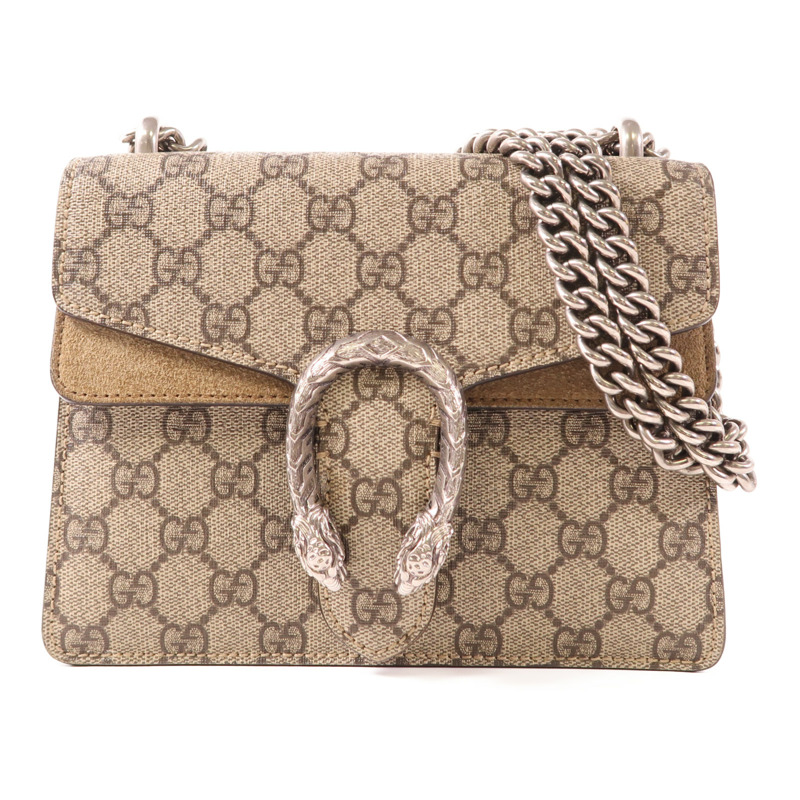 GUCCI 塗層帆布Dionysus銀扣鏈帶肩背袋-0