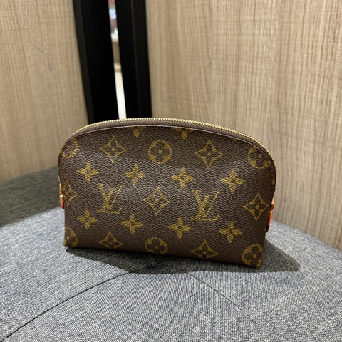 未使用 LV M47515 PM 小號老花原花拉鍊化妝包 收納包盥洗包