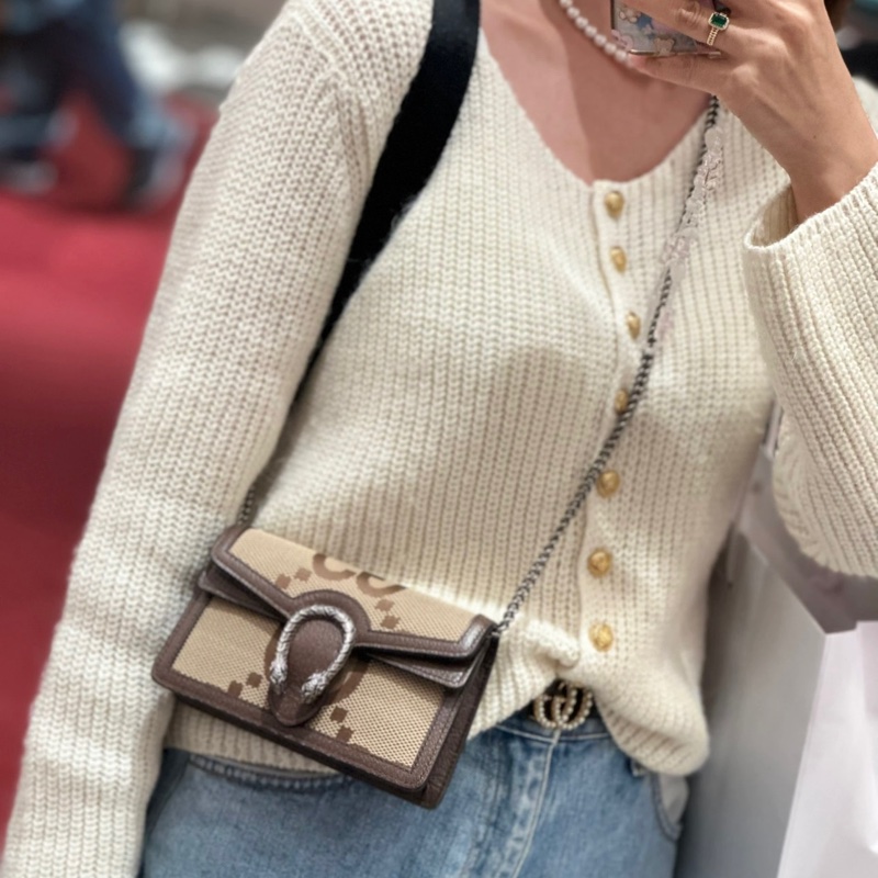 GUCCI古馳 Dionysus 酒神 單肩斜挎包 超迷你 女款 米棕色-1