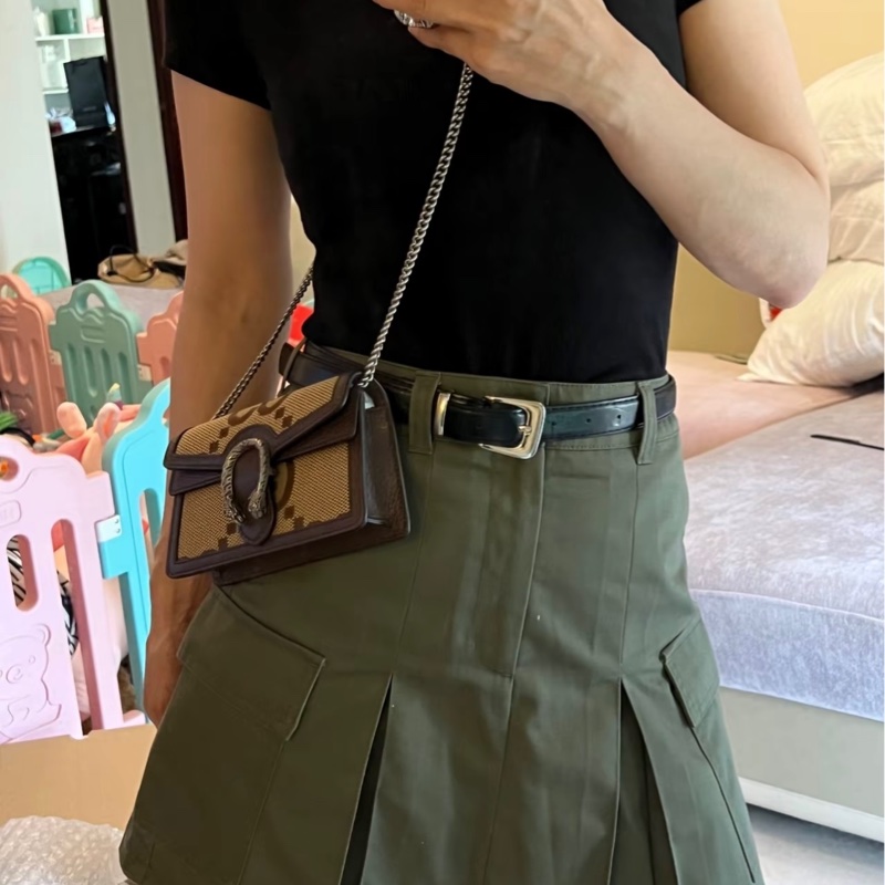 GUCCI古馳 Dionysus 酒神 單肩斜挎包 超迷你 女款 米棕色-3