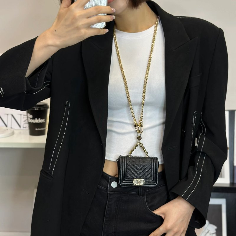 Chanel Leboy 黑金荔枝牛皮 芯片款零錢包 全新 配件盒子塵袋購證-2