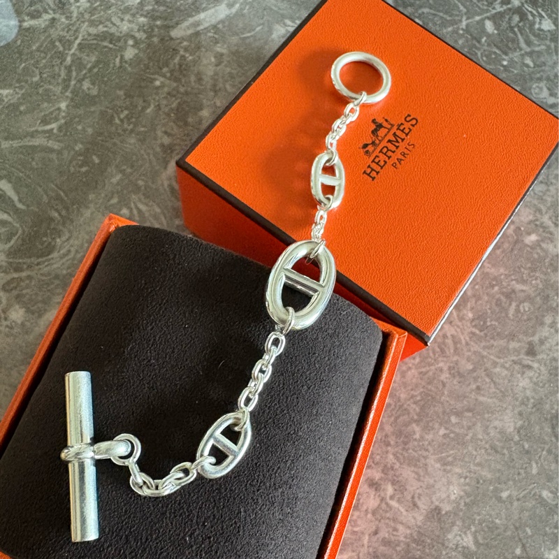（9成新）Hermes愛馬仕 Farandole手鏈 豬鼻子銀鏈-0