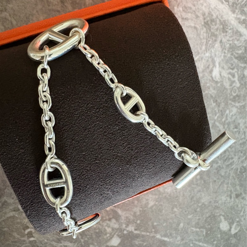 （9成新）Hermes愛馬仕 Farandole手鏈 豬鼻子銀鏈-3