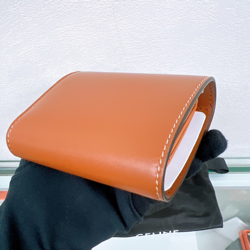 閒置 Celine triomphe 棕色凱旋門三摺銀包/皮夾/短夾-3