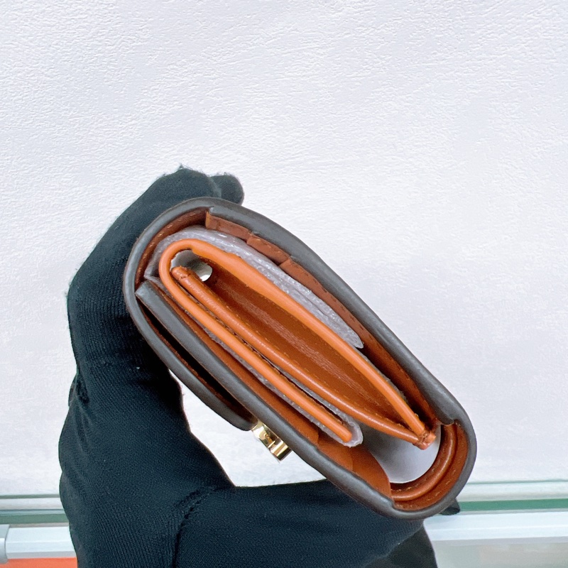 閒置 Celine triomphe 棕色凱旋門三摺銀包/皮夾/短夾-4