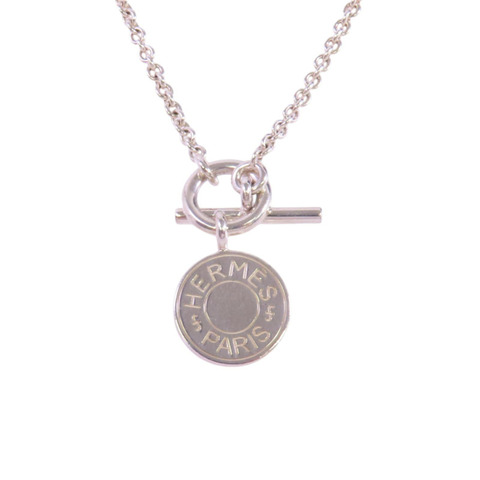 HERMES 925純銀Amulettes Ex-Libris Necklace銀扣項鏈