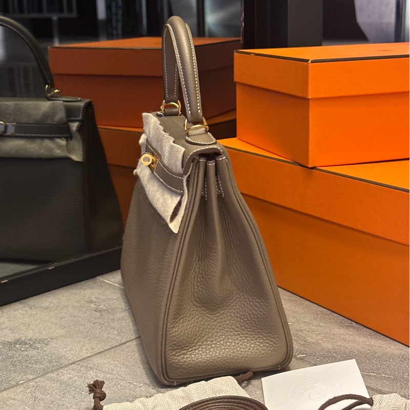 🈶台灣25年購證 #全新全膜 愛馬仕kelly28大象灰 #配件超齊全-3