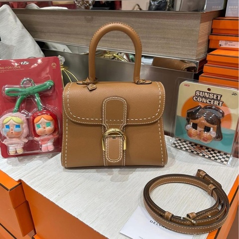 Delvaux brilliant pm top handle bag 焦糖色金扣,
