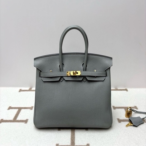 Hermes 愛馬仕 birkin 25 海鷗灰 金扣 X刻 togo皮 配件鑰匙鎖