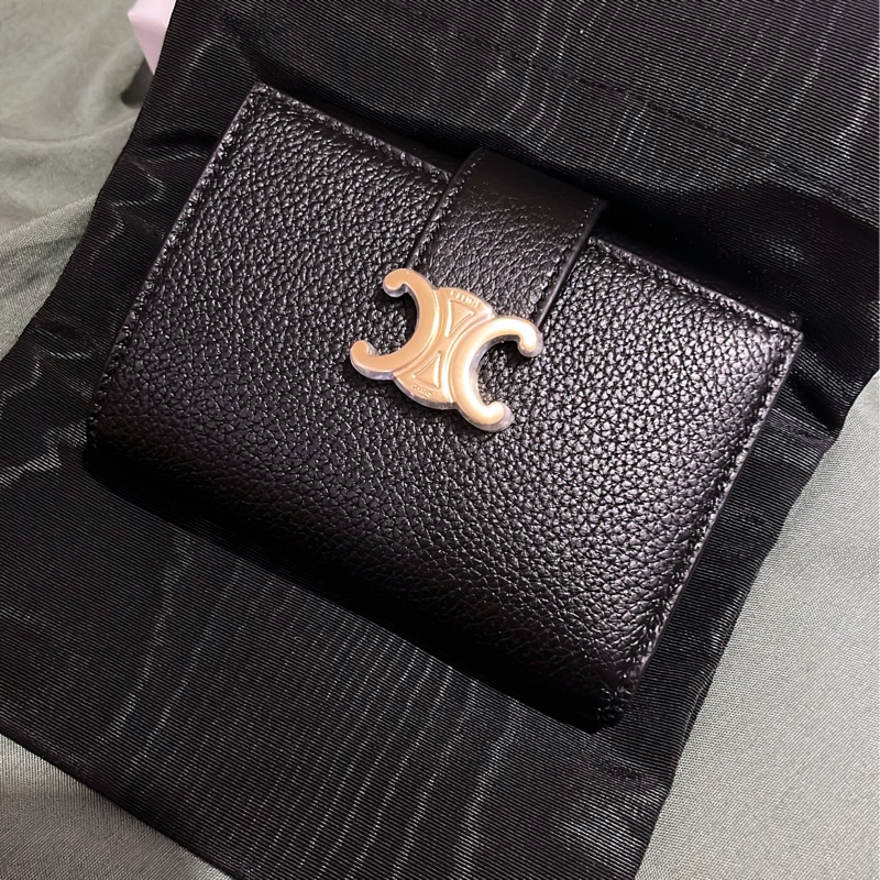 CELINE黑色金釦內拉鏈零錢三折短夾-7