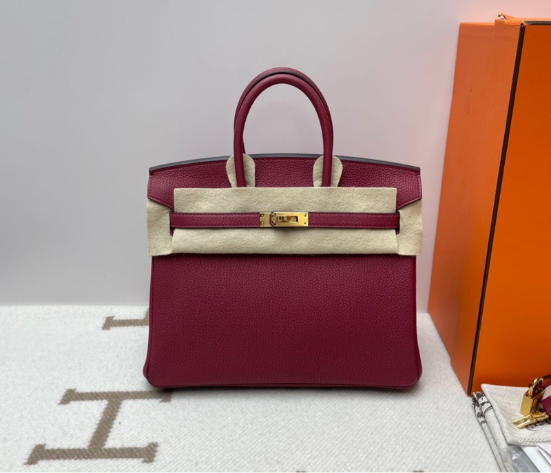 Hermes 愛馬仕 birkin25 bk25 togo皮 石榴紅 金扣 u刻 全套帶購證-0