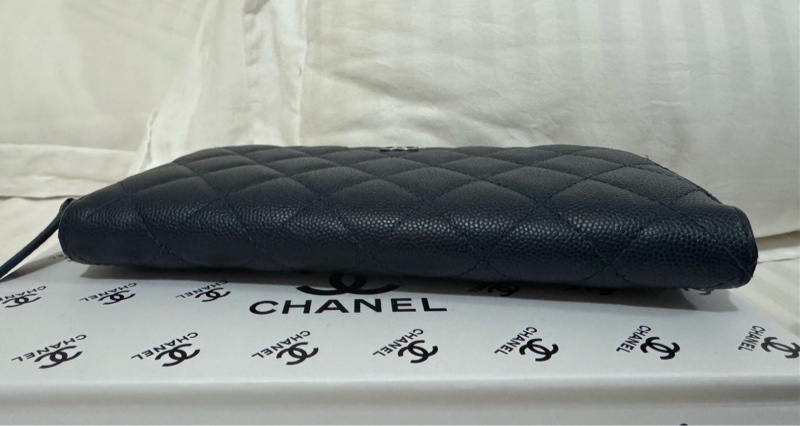 CHANEL cf ㄇ字拉鏈長夾 藍銀配色 雷標完整22開 配件：卡套盒 二手美物-15