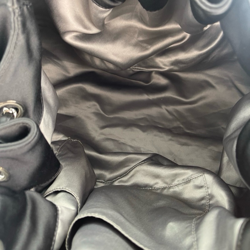 「JL精品代購」9新香奈兒黑色布面束口挂追大號餃子鏈條包-5