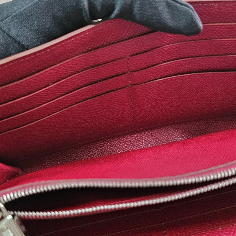 未使用 HERMÈS 長夾 幫改Kelly To Go Wallet Epsom皮 銀扣 R刻 斜背包 Grenat 石榴紅色-15