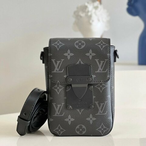 LV S-Lock 黑老花 斜背包芯片款 全新 配件塵袋盒子購證