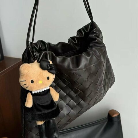 bottega veneta dustbug深棕巧克力色編織垃圾袋手提包32x23cm 全新配件塵袋