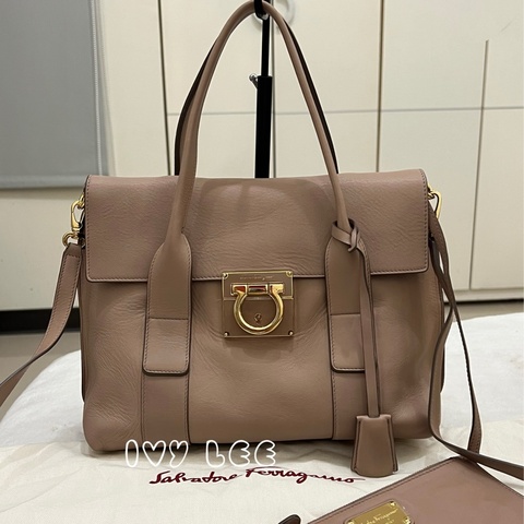 Salvatore Ferragamo 淡粉 米色小牛 Sookie斜背包 肩背包 正品 二手精品
