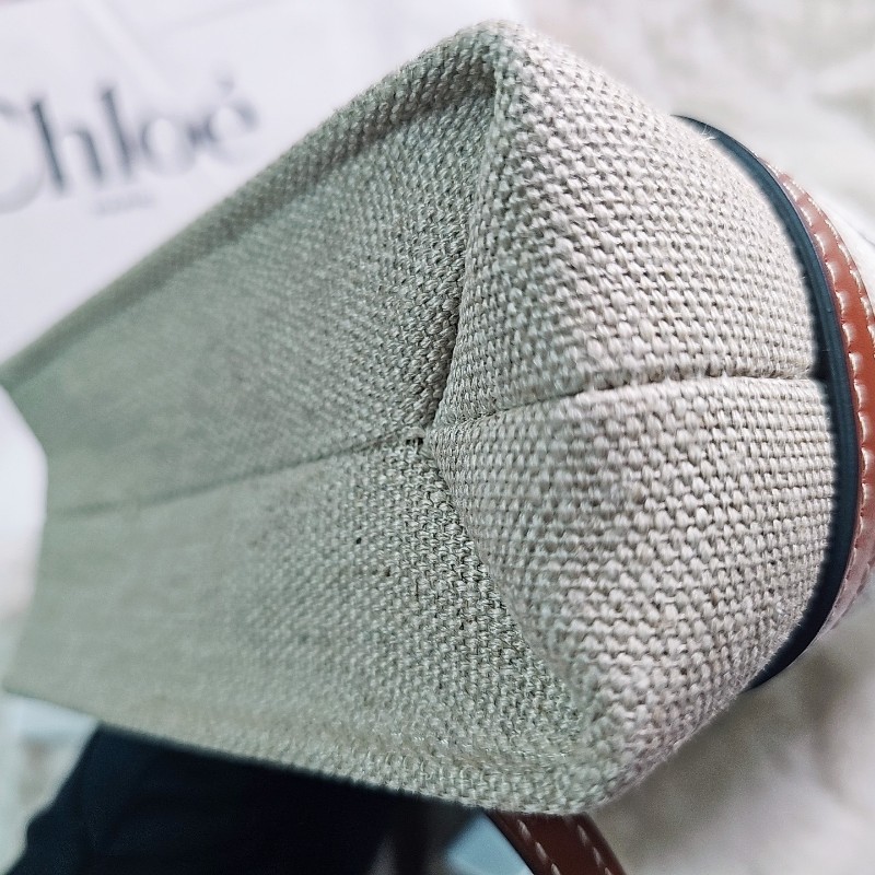 全新 Chloé Woody Tote 帆布 Mini 迷你 肩背包 托特包 經典配色 米白x焦糖棕-6