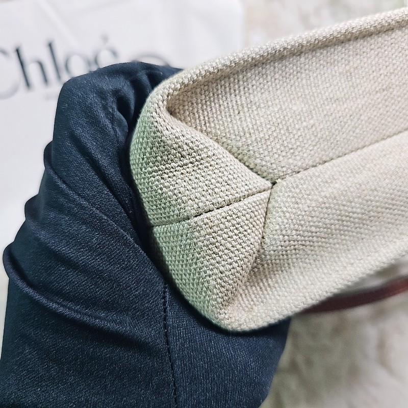 全新 Chloé Woody Tote 帆布 Mini 迷你 肩背包 托特包 經典配色 米白x焦糖棕-7
