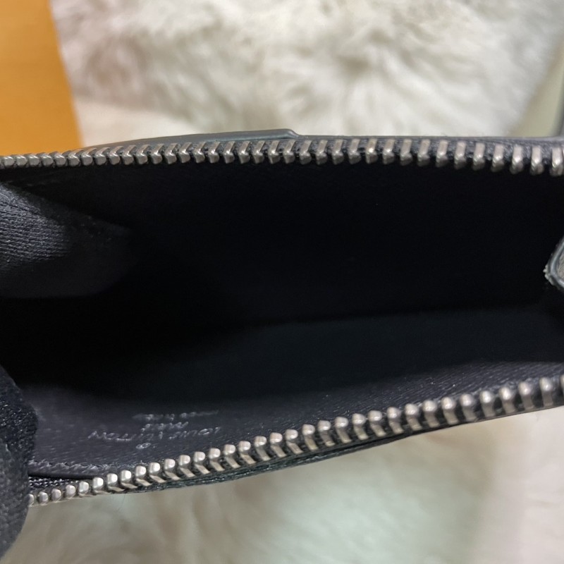 LV Louis Vuitton Monogram Eclipse 拉鍊零錢卡夾 黑花皮革 短夾-5