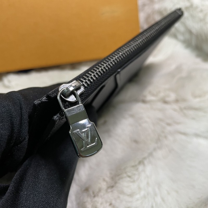 LV Louis Vuitton Monogram Eclipse 拉鍊零錢卡夾 黑花皮革 短夾-8
