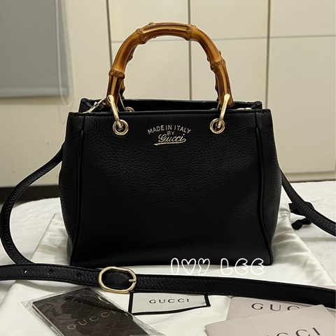 GUCCI 竹節迷你手提包 斜背包 單肩包 368823 經典黑 正品 二手精品