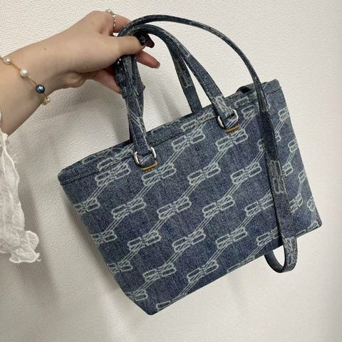 「JL精品代購」9新 Balenciaga巴黎世家偏藍色牛仔2way托特包